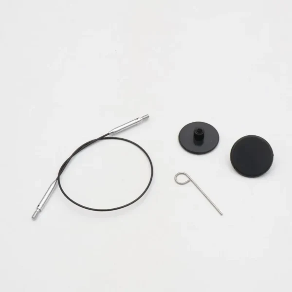 KnitPro Thin & Flex Kabel, Sort Sølv Swivel, 40–150 cm