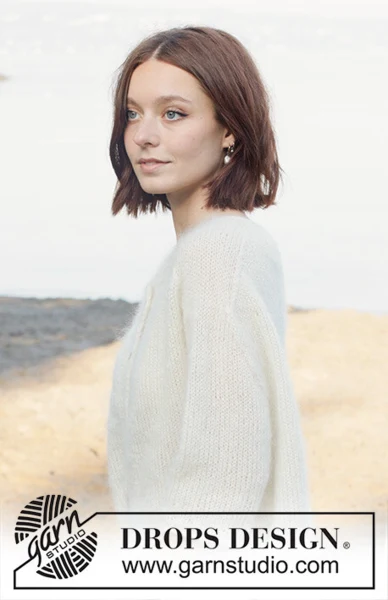 258-18 Wispy Dandelion Cardigan by DROPS Design