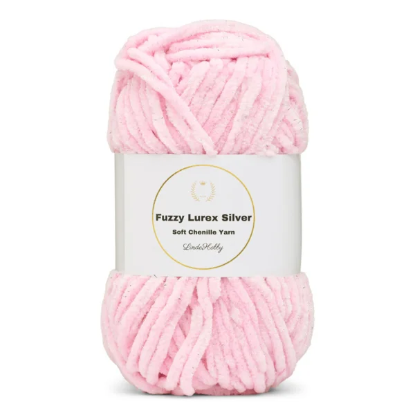 LindeHobby Fuzzy Chenille Silver Lurex 04 Babylyserød (lys)