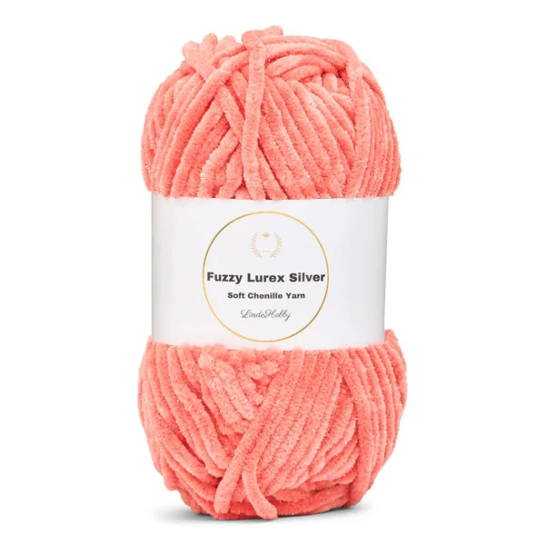 LindeHobby Fuzzy Chenille Silver Lurex 33 Mørk laks