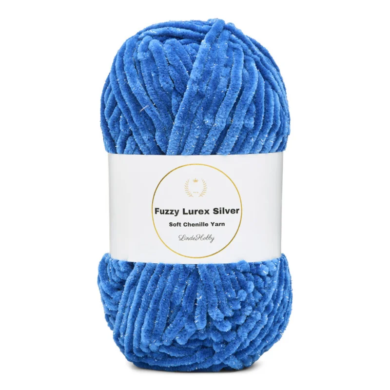 LindeHobby Fuzzy Chenille Silver Lurex 36 Blå