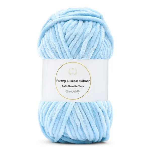 LindeHobby Fuzzy Chenille Silver Lurex 07 Babyblå