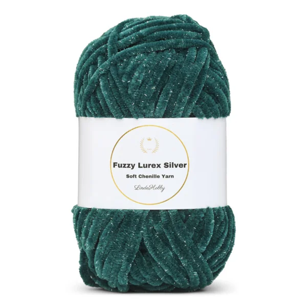 LindeHobby Fuzzy Chenille Silver Lurex 28 Smaragd