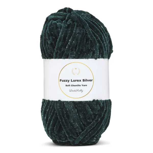 LindeHobby Fuzzy Chenille Silver Lurex 19 Mørkegrøn nefrit