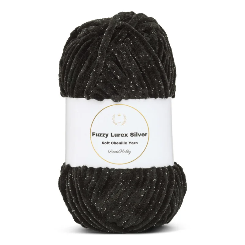 LindeHobby Fuzzy Chenille Silver Lurex 02 Sort