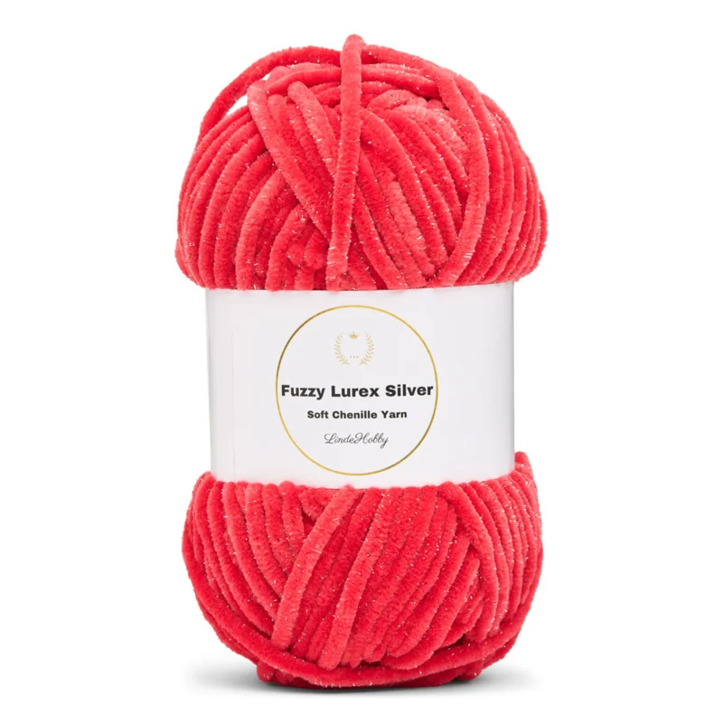 LindeHobby Fuzzy Chenille Silver Lurex 35 Koral