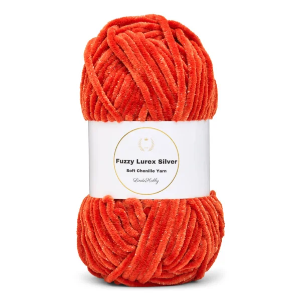 LindeHobby Fuzzy Chenille Silver Lurex 25 Terrakotta