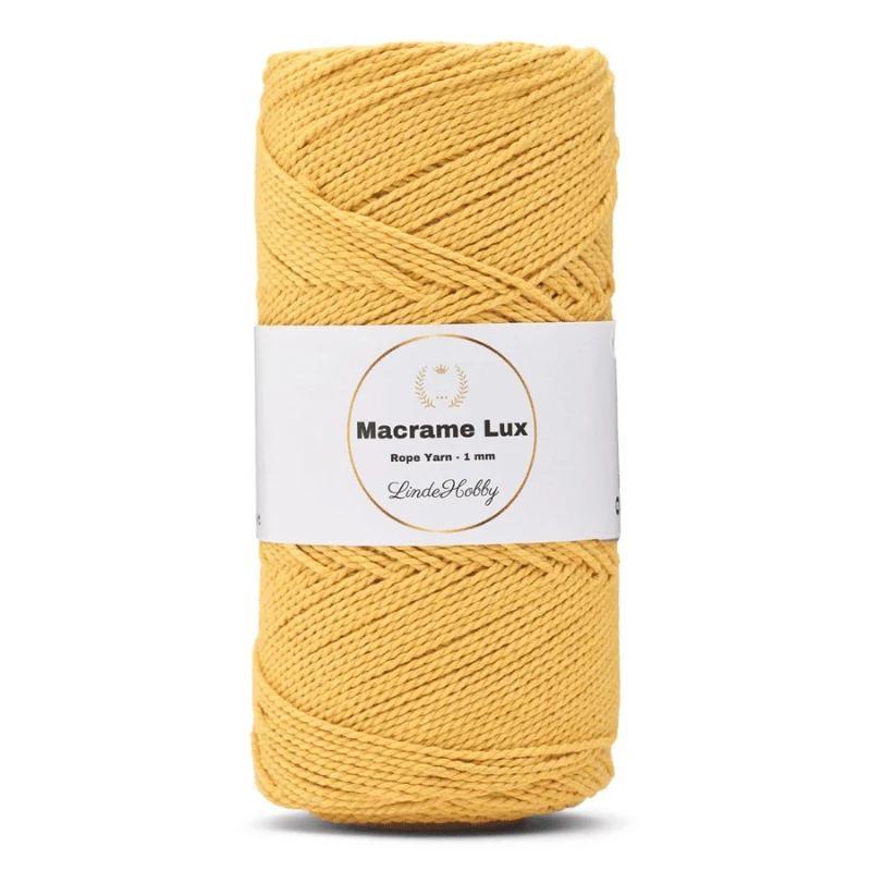 LindeHobby Macrame Lux, Knyttegarn, 1 mm 07 Gul