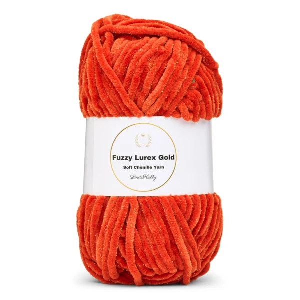 LindeHobby Fuzzy Chenille Gold Lurex 25 Terrakotta