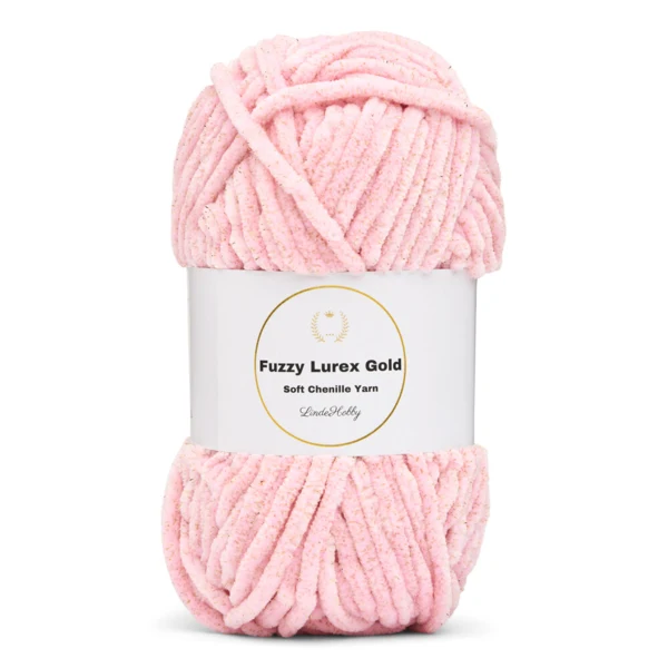 LindeHobby Fuzzy Chenille Gold Lurex 04 Babylyserød (lys)