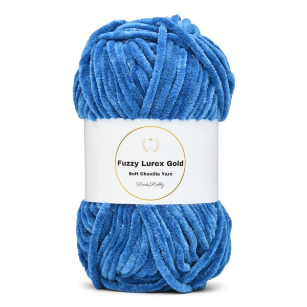 LindeHobby Fuzzy Chenille Gold Lurex 36 Blå