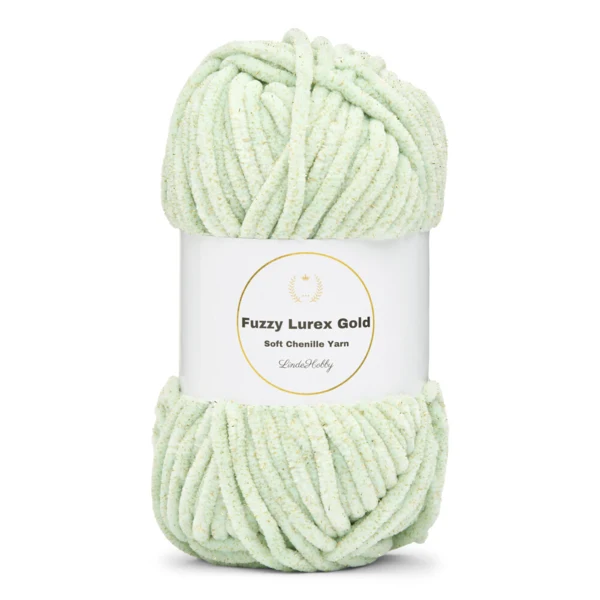 LindeHobby Fuzzy Chenille Gold Lurex 03 Mintgrøn