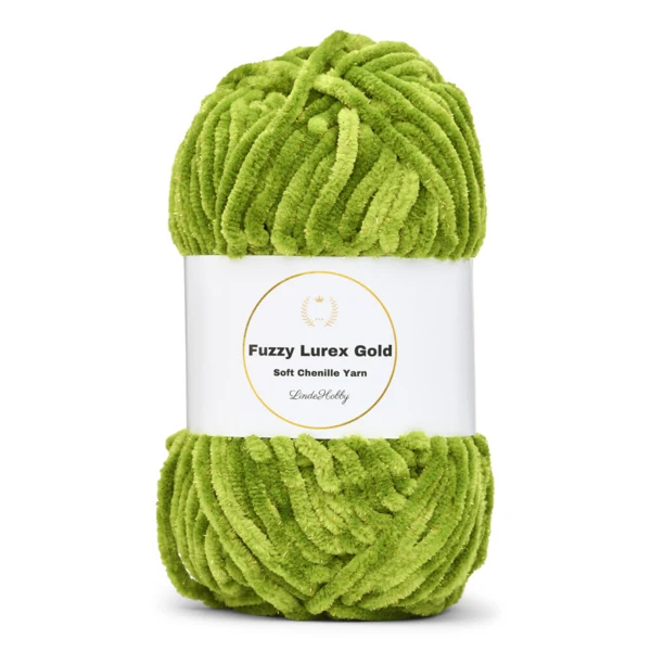 LindeHobby Fuzzy Chenille Gold Lurex 32 Græsgrøn