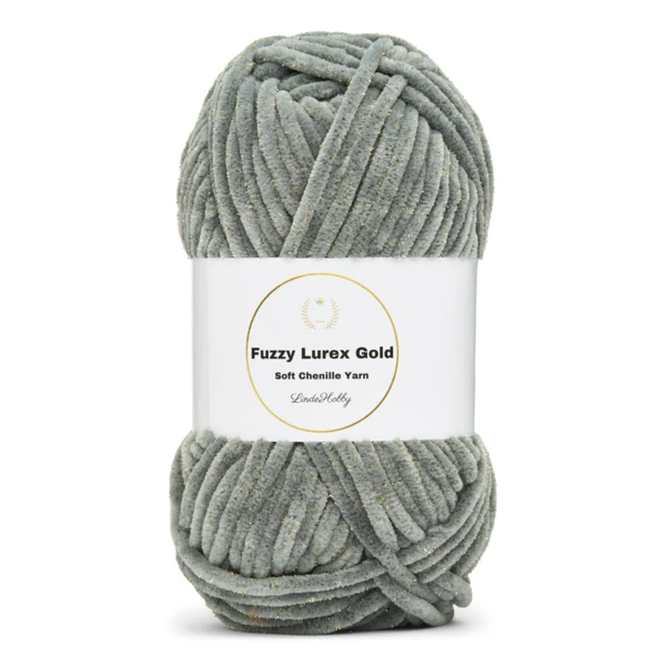LindeHobby Fuzzy Chenille Gold Lurex 05 Mørkegrå