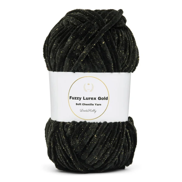 LindeHobby Fuzzy Chenille Gold Lurex 02 Sort