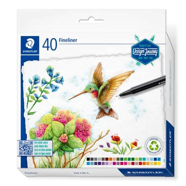 STAEDTLER Tripus fineliner 334, 40 stk