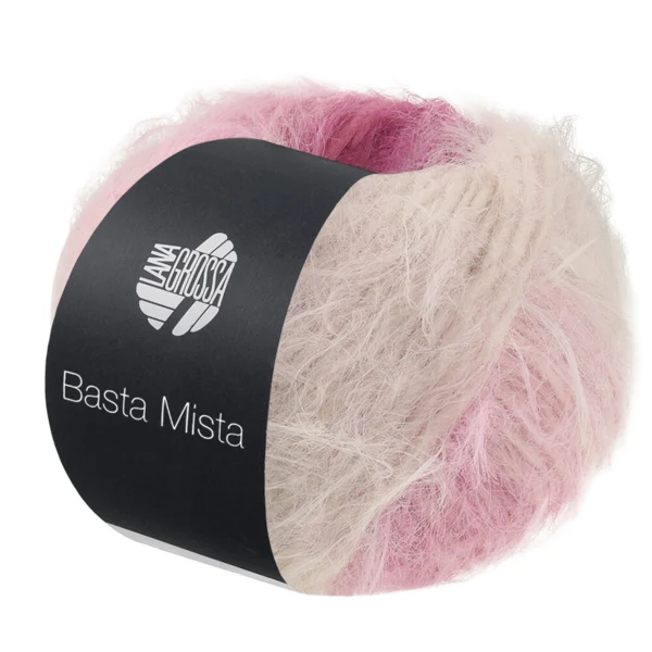 Lana Grossa Basta Mista 123 Rødviolet/fuchsia/pink/rosa/råhvid/muslingehvid