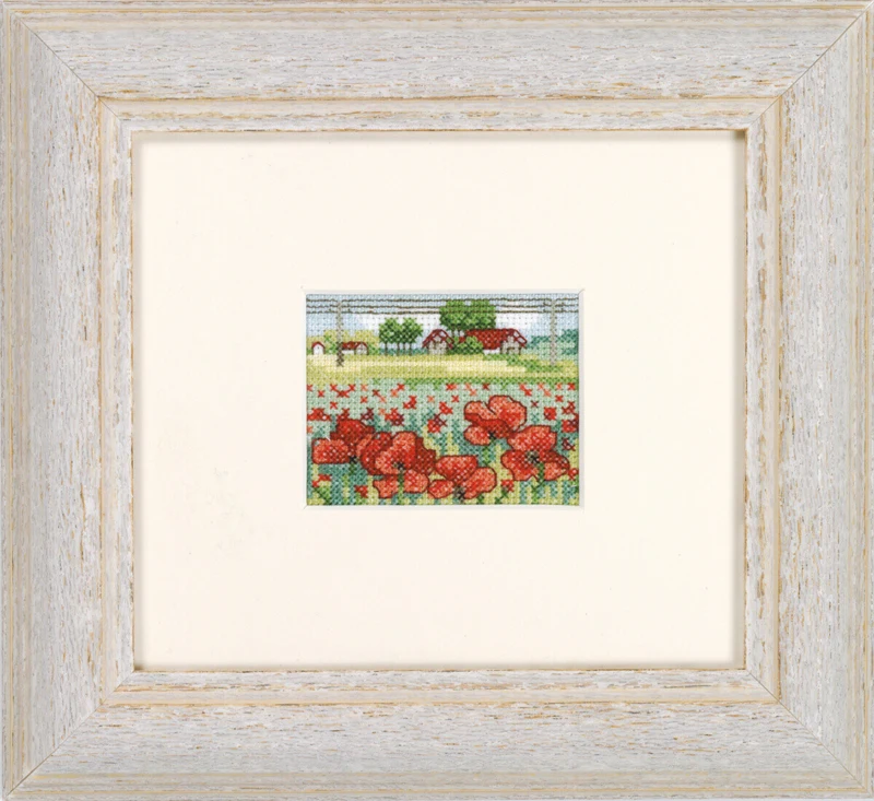 Broderikit Valmuemark 6,5 x 5 cm