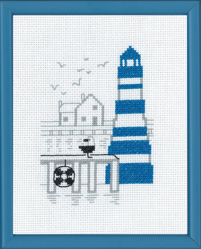Broderikit Blåt fyrtårn R5741 18 x 14 cm