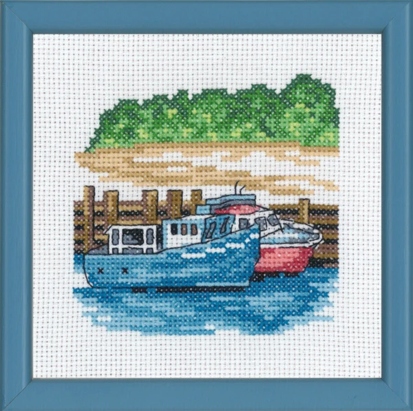 Broderikit Blå motorbåde R5592 13 x 13 cm