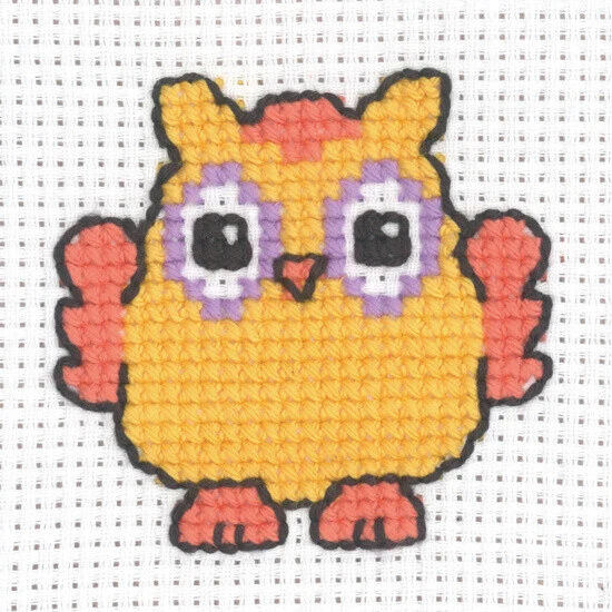 Broderikit Ugle orange 8 x 8 cm
