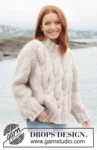 264-33 Ivory Cable Sweater by DROPS Design