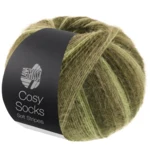 Lana Grossa Cosy Socks Soft Stripes 107 Lysegrøn/resedagrøn/grågrøn/mosgrøn