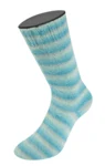Lana Grossa Cosy Socks Soft Stripes 110 Lysegrå/mint/mintturkis/turkis/lys petrol