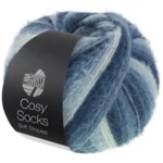 Lana Grossa Cosy Socks Soft Stripes 106 Sortblå/gråblå/røgblå/hvidblå