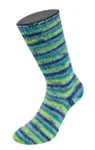 Lana Grossa Cosy Socks Multi Stripes 157 Lavendel/petrol/majgrøn/turkis/natblå
