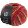 Lana Grossa Cosy Socks Multi Stripes 159 Rød/fuchsia/orange/mørkebrun/laks