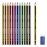 STAEDTLER Noris Club Farveblyanter + Blyant & viskelæder, 12 + 2 stk – Indhold