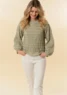 1828 Bluse med rynkede striber