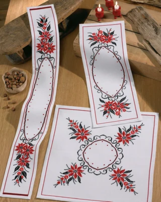 Broderikit Røde julestjerner 26 x 67 cm
