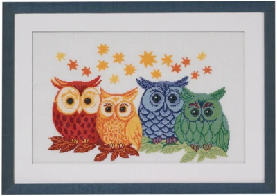 Broderikit Ugler i alle farver 56 x 38 cm