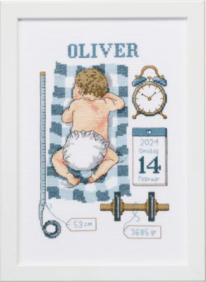 Broderikit Dåbsminde Oliver 21 x 30 cm