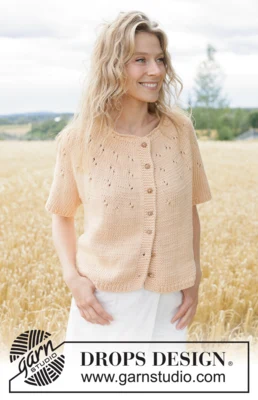 268-21 Peach Whisper Cardi by DROPS Design