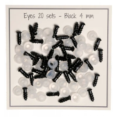 Go Handmade Sikkerhedsøjne Sort 4 mm (20 par)