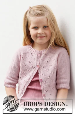38-22 Pink Peony Cardigan by DROPS Design
