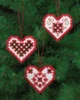Broderikit Hardanger hjerte rød x3 7,5x8 cm